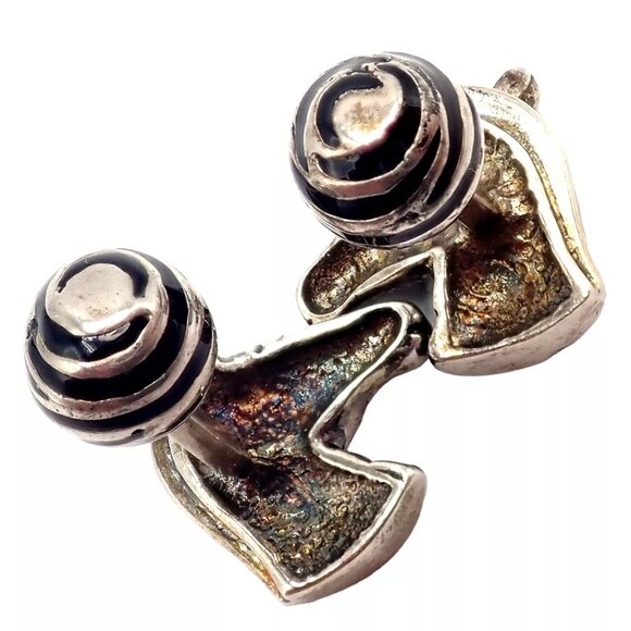 Vintage Tiffany & Co. Silver Black Enamel Zebra Cufflinks - Picture 8 of 9